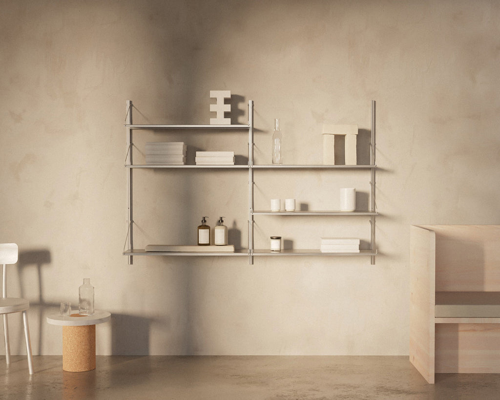 FRAMA - Shelf Library Double Section | Stainless Steel | H108.4 / W80 FRAMA