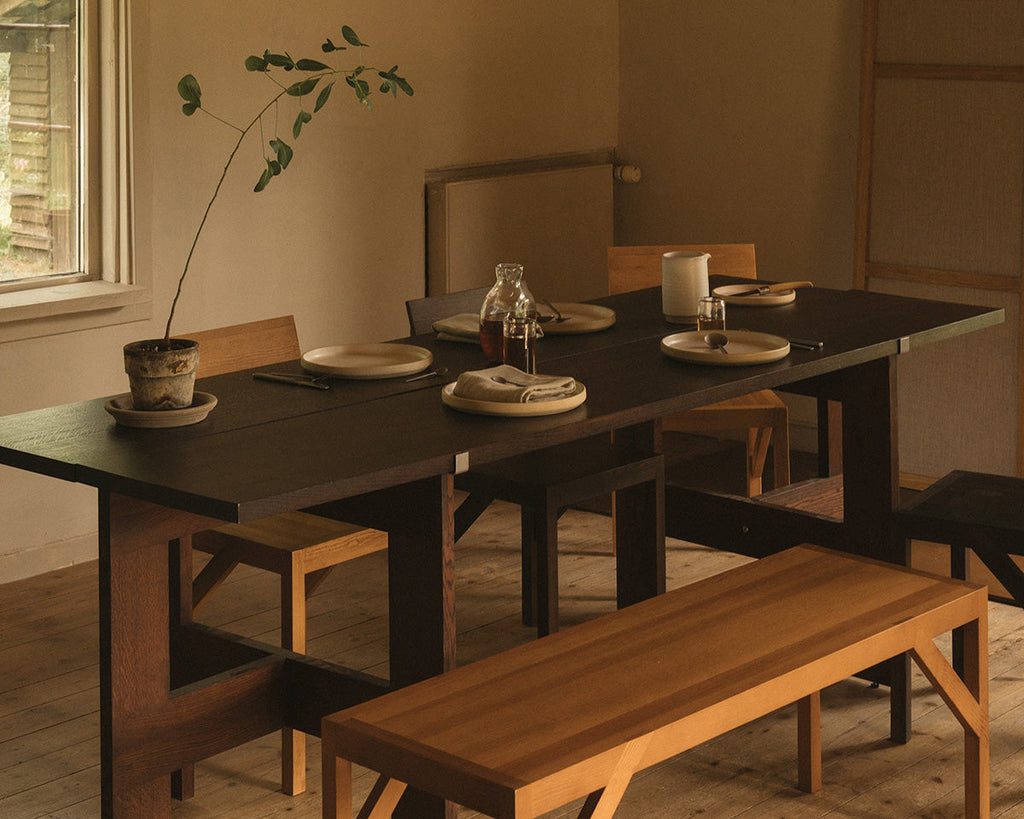 FRAMA - Farmhouse Trestle Table | Dark Oak | L220 Planks FRAMA