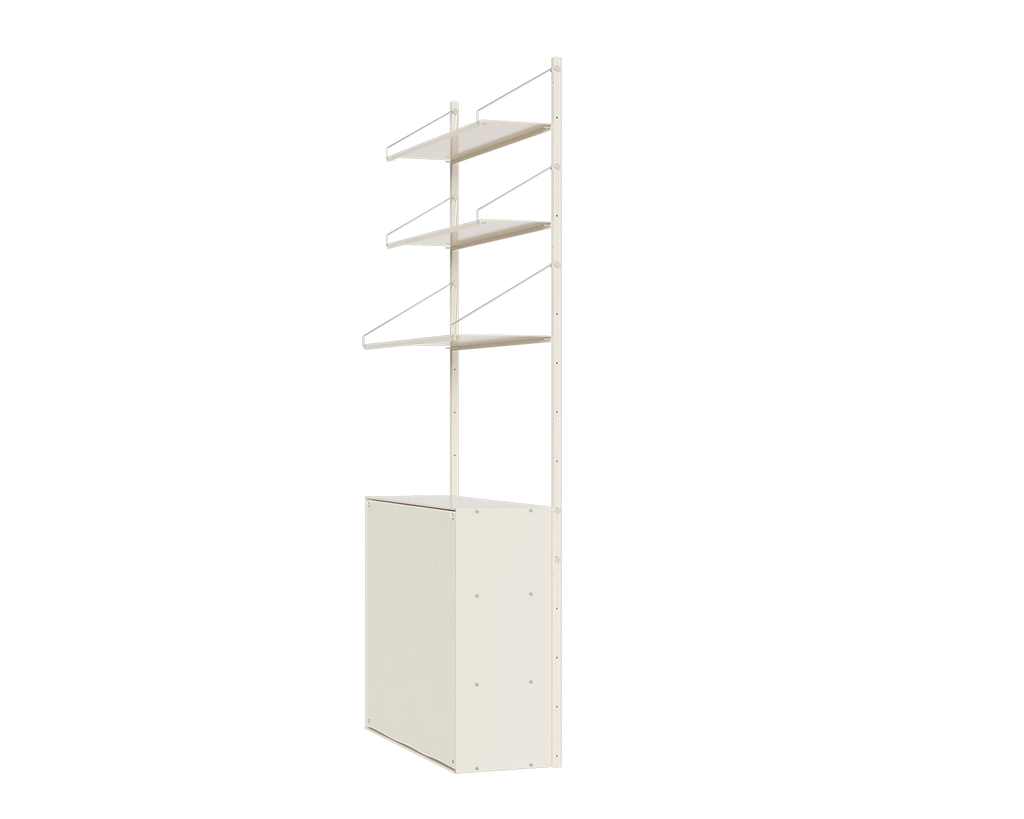FRAMA - Shelf Library Canvas Cabinet Section | Warm White Steel / Canvas | H185.2 / W80 Frama