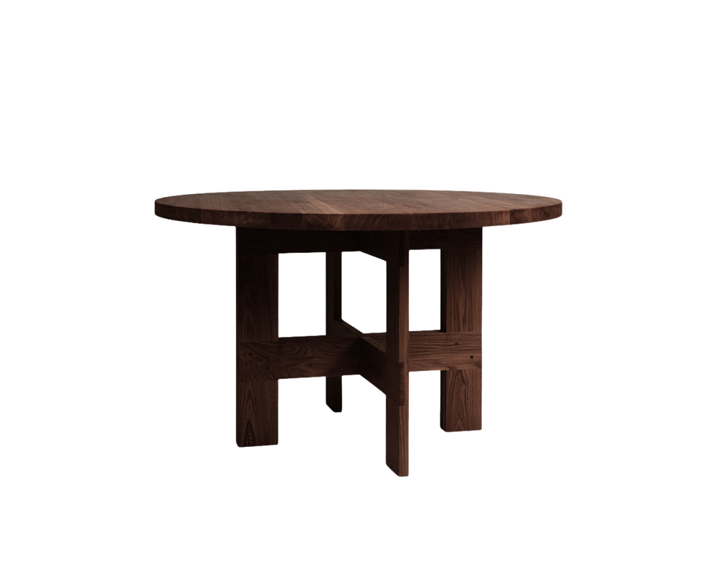 FRAMA - Farmhouse Trestle Table | Dark Oak | 140 Ø Round FRAMA