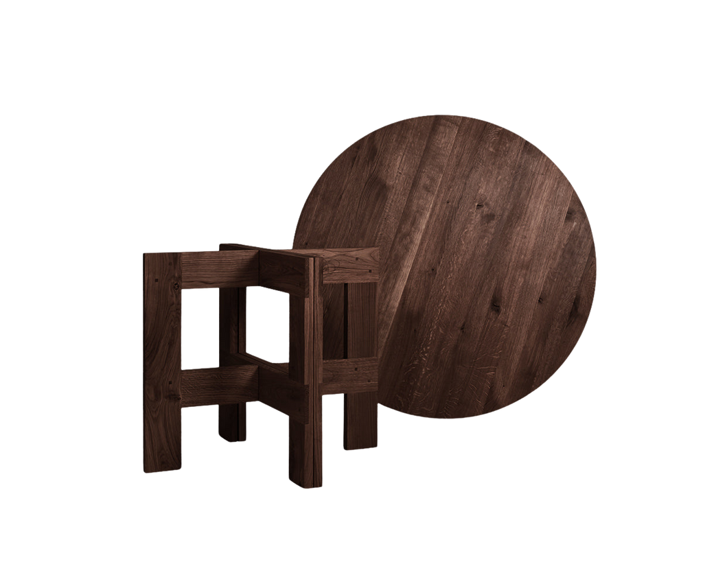 FRAMA - Farmhouse Trestle Table | Dark Oak | 140 Ø Round FRAMA