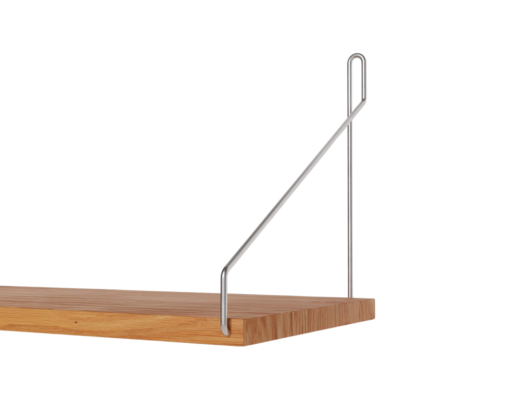 FRAMA - Single Shelf | Natural Oak / Stainless Steel | D20 / W40 FRAMA